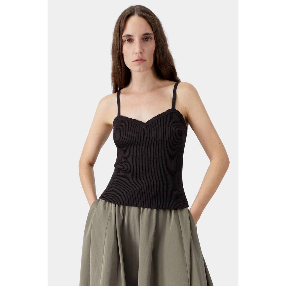 NEW CORDERA cotton and silk ribbed tank top in brown